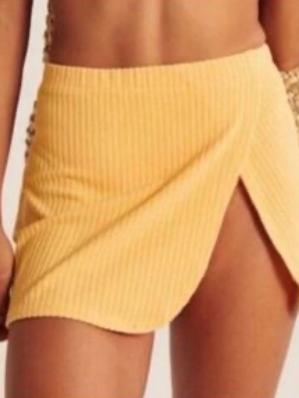 Abercrombie & Fitch Ribbed Wrap Mini Skirt in yellow